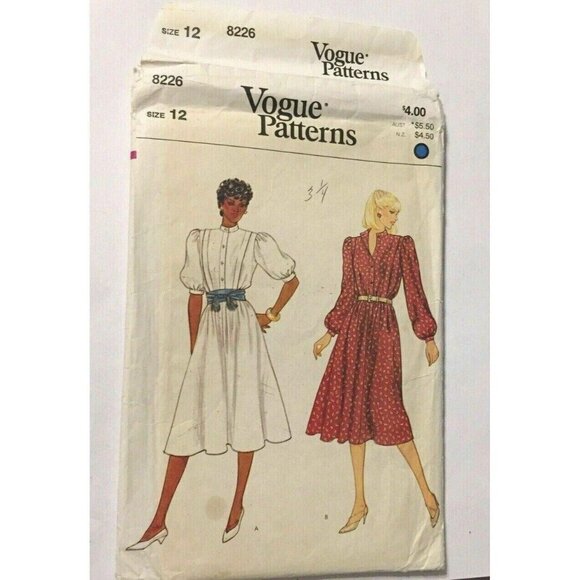 Sewing Pattern Vogue 8226 Misses Dress Size 12 (Bust 34) Vintage U/C 1980s - Picture 1 of 3